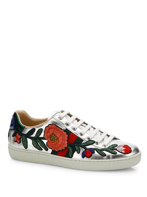 gucci floral embroidered sneakers|Gucci ace embroidered sneaker dragon.